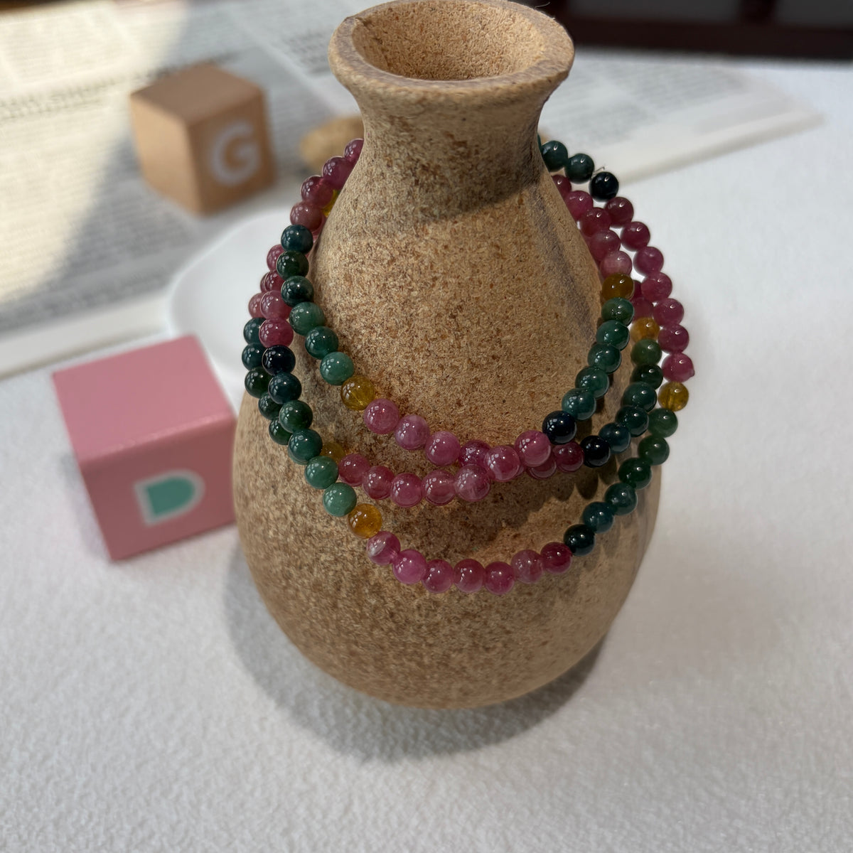 Natural Multi-Strand Tourmaline Bracelet 4.5mm