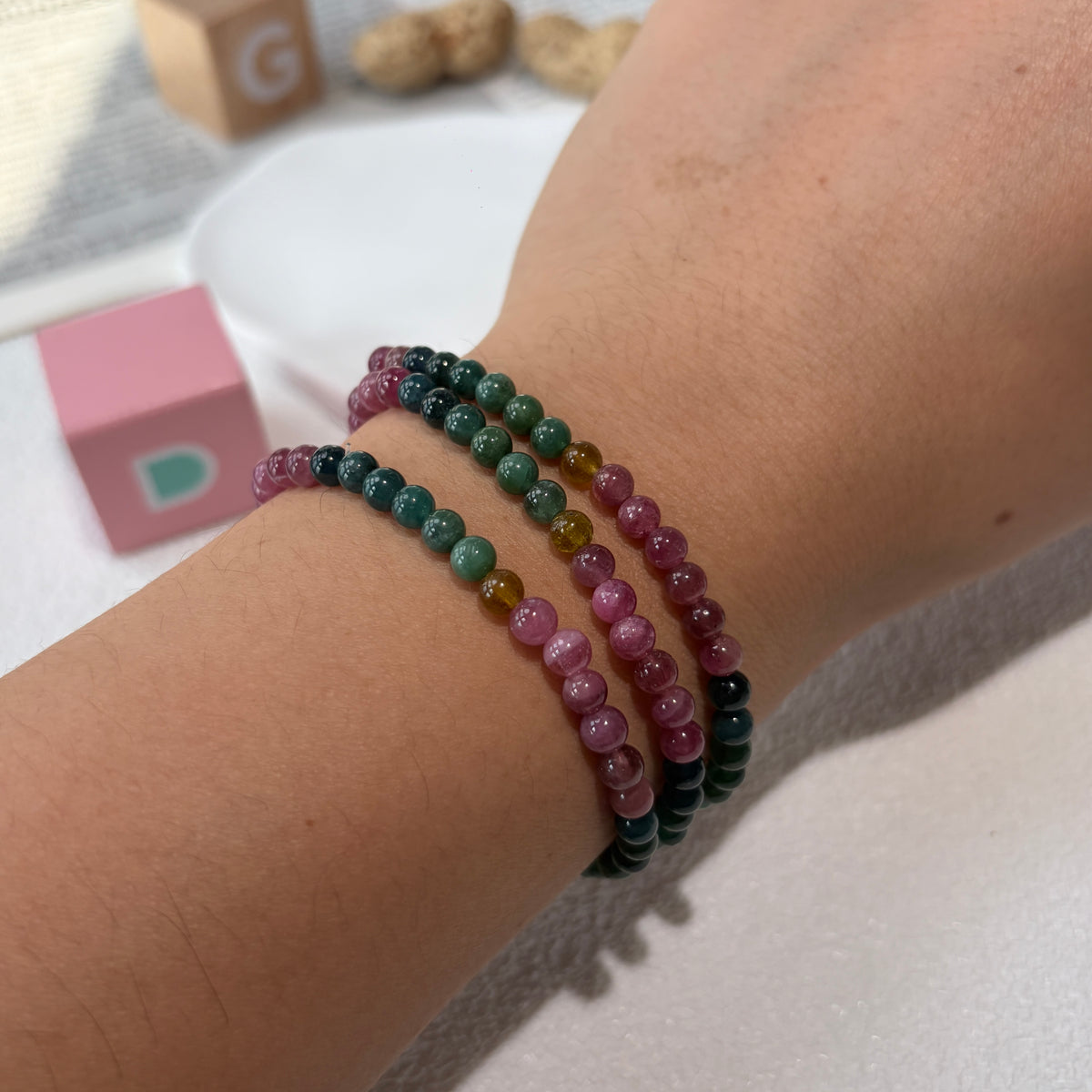 Natural Multi-Strand Tourmaline Bracelet 4.5mm